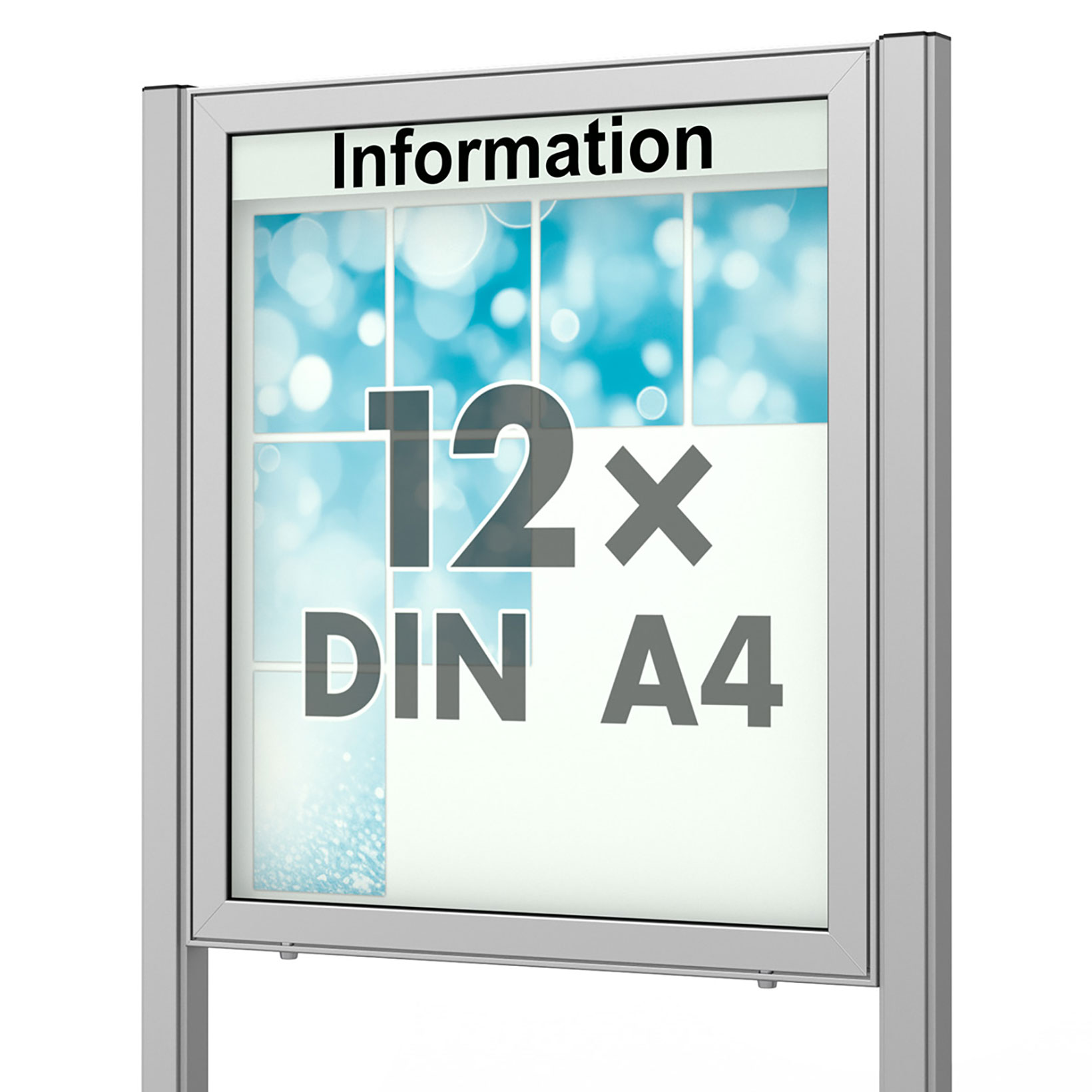 Schaukasten mit Standbeinen