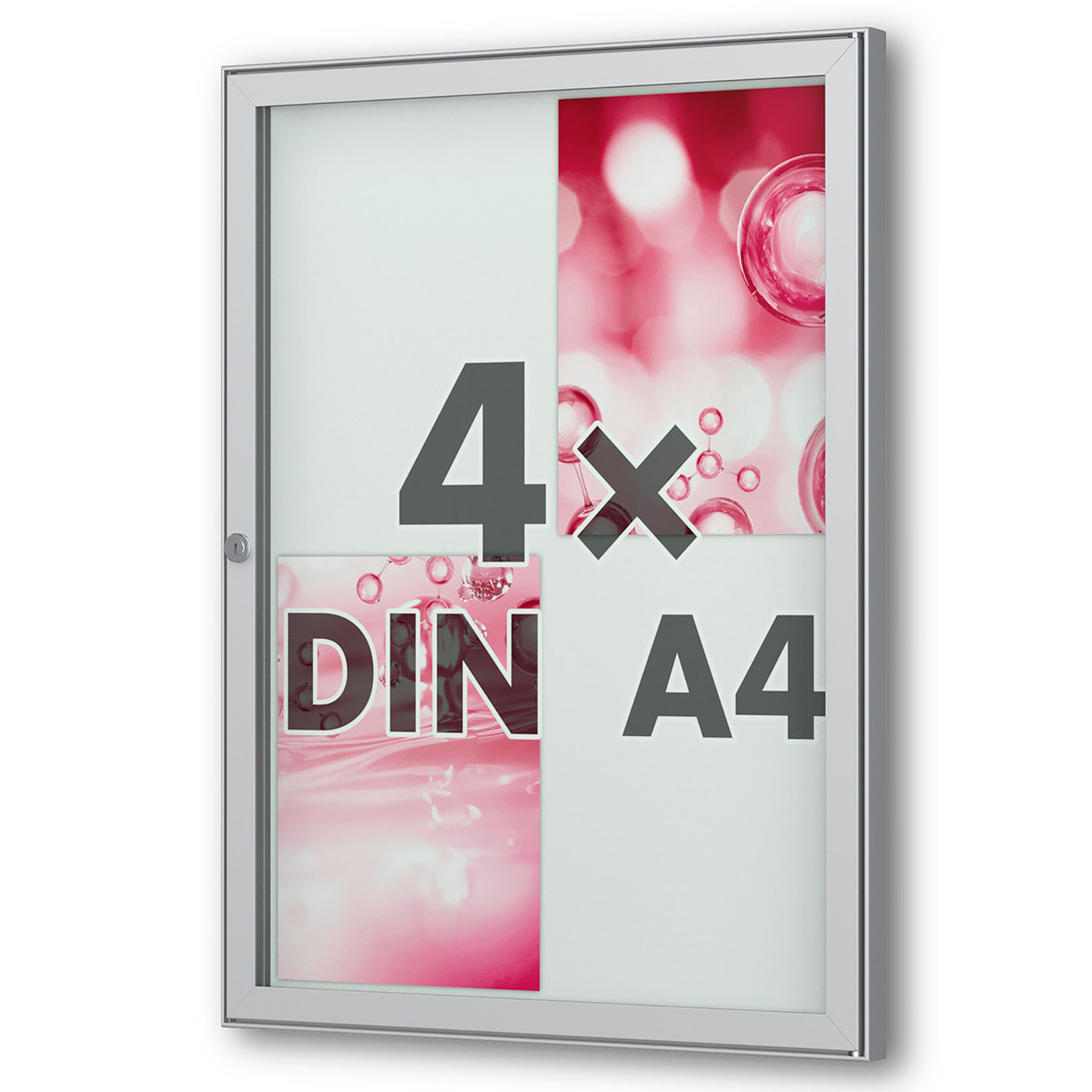 4 x DIN A4 Flachschaukasten Tesus - hoch - eckig