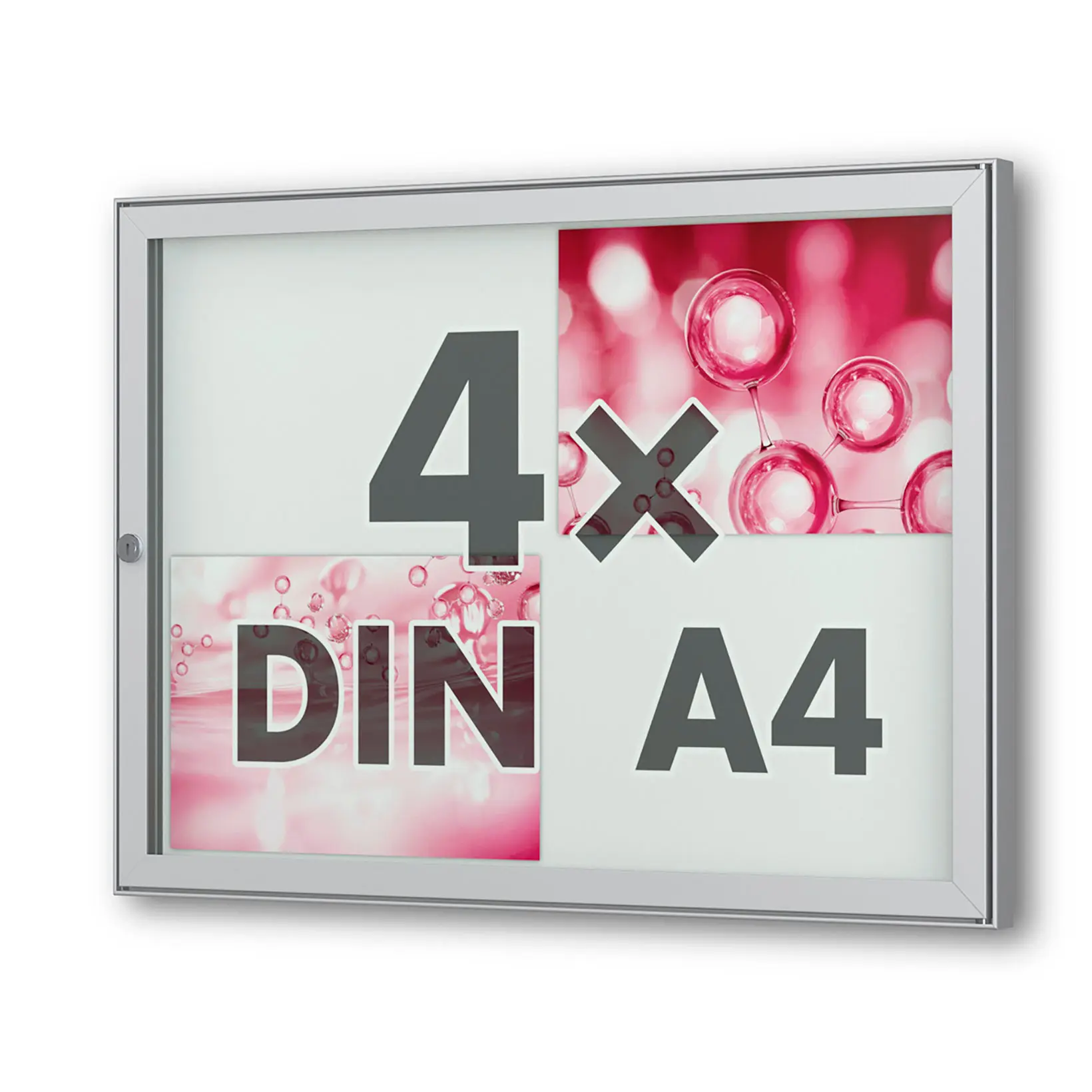 4 x DIN A4 Flachschaukasten Tesus - quer - eckig